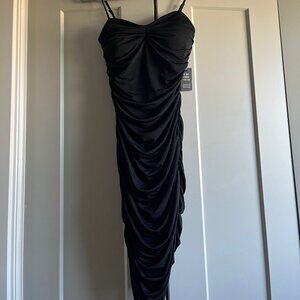 Express Body Contour Ruched Mini Dress with Bra Cups - Size Small